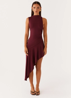 Venetia Asymmetric Maxi Dress - Deep Maroon Venetia Asymmetric Maxi Dress - Deep Maroon
