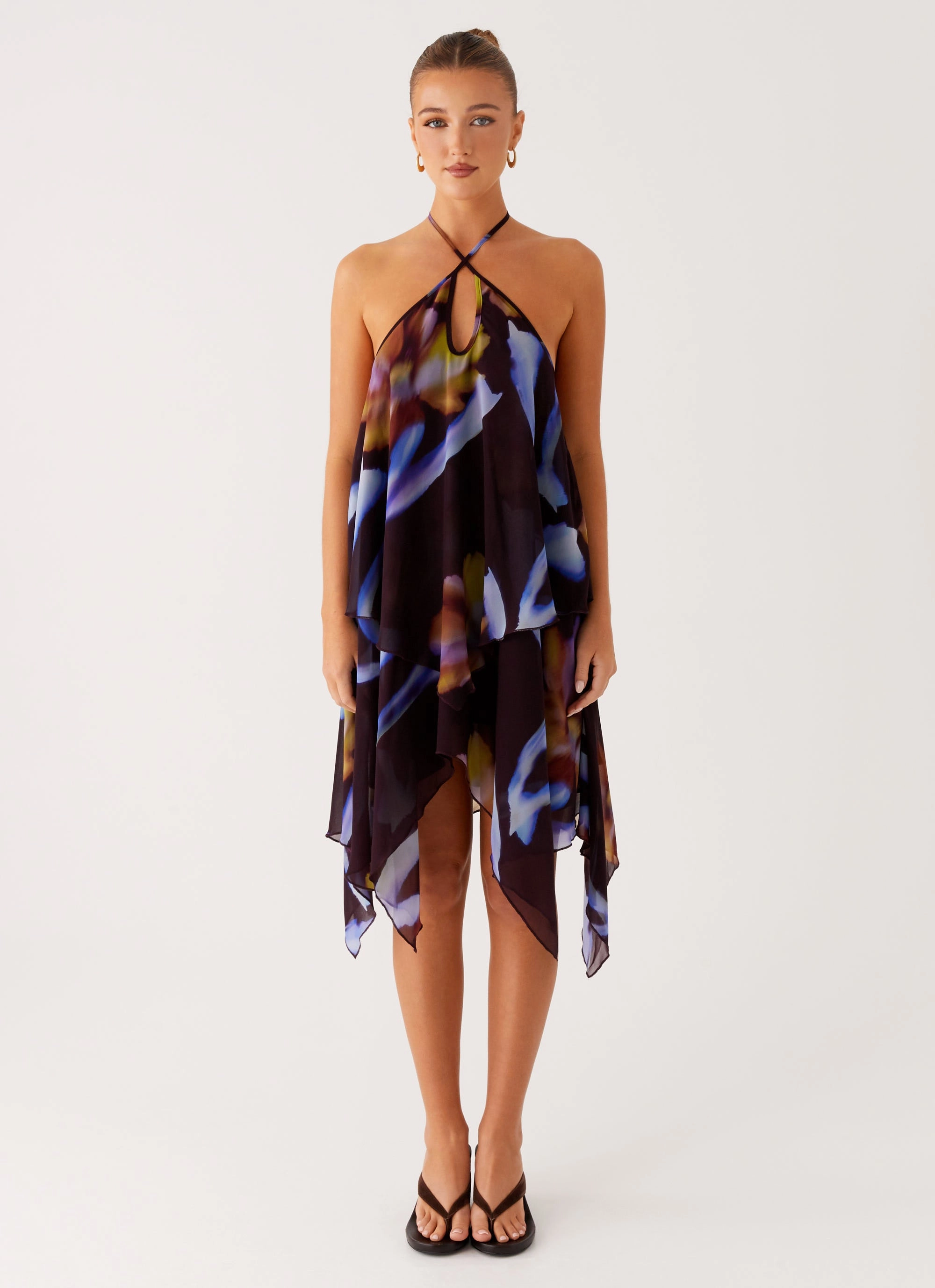 Verbena Midi Dress - Dark Floral