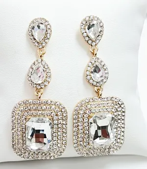 Veronica - Tiered Rhinestone Statement Earrings