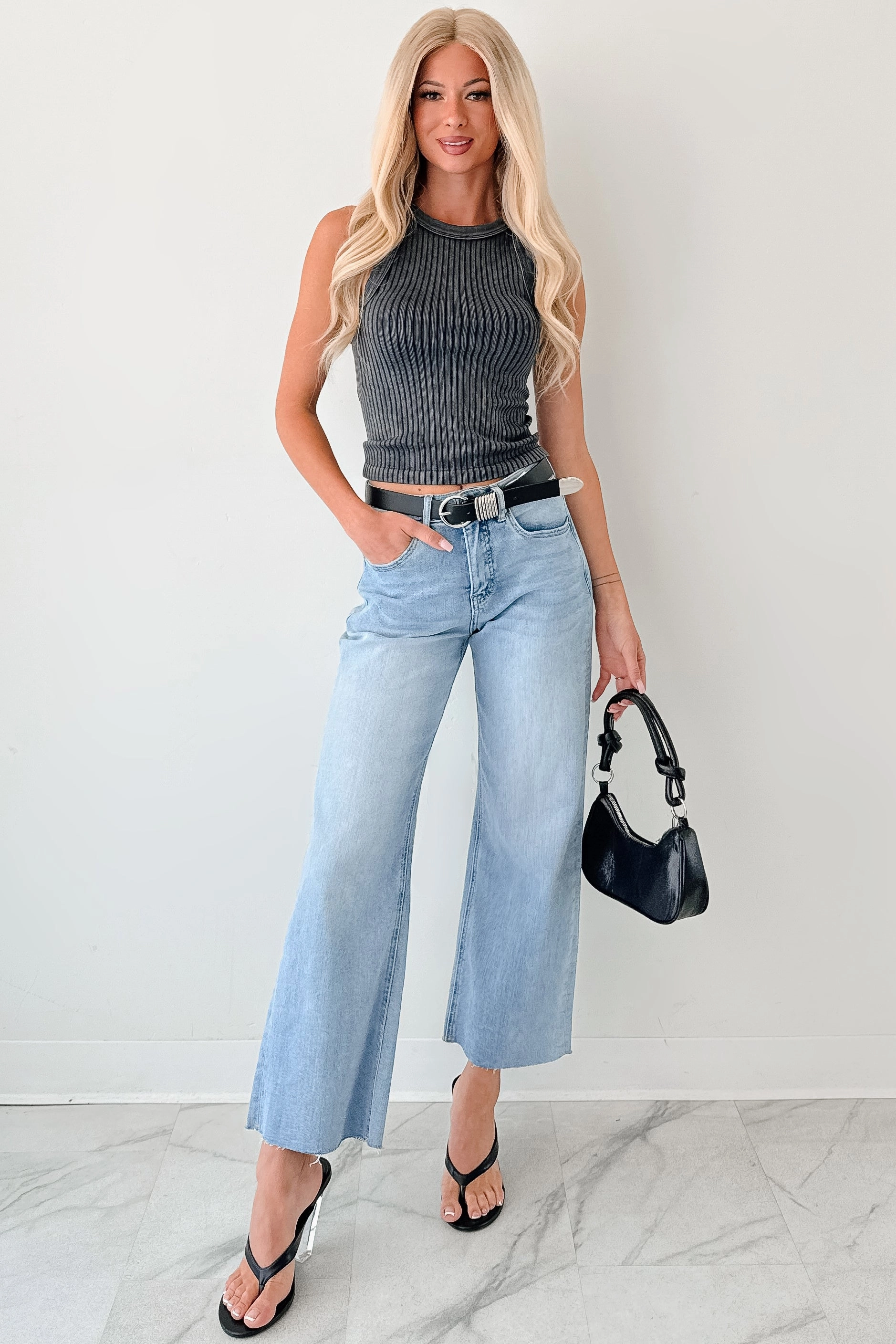 Victor Wide Leg Mica Denim Jeans (Light Blue)