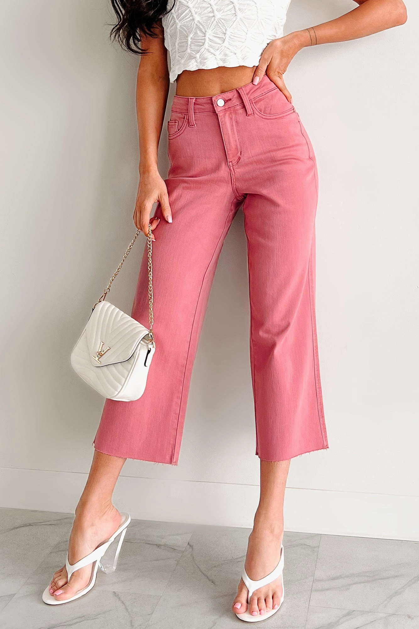 Victoria Crop Wide Leg Judy Blue Jeans (Rose)