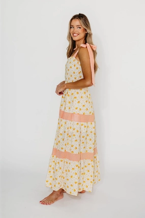 Vida Floral Maxi Dress in White/Orange Vida Floral Maxi Dress in White/Orange