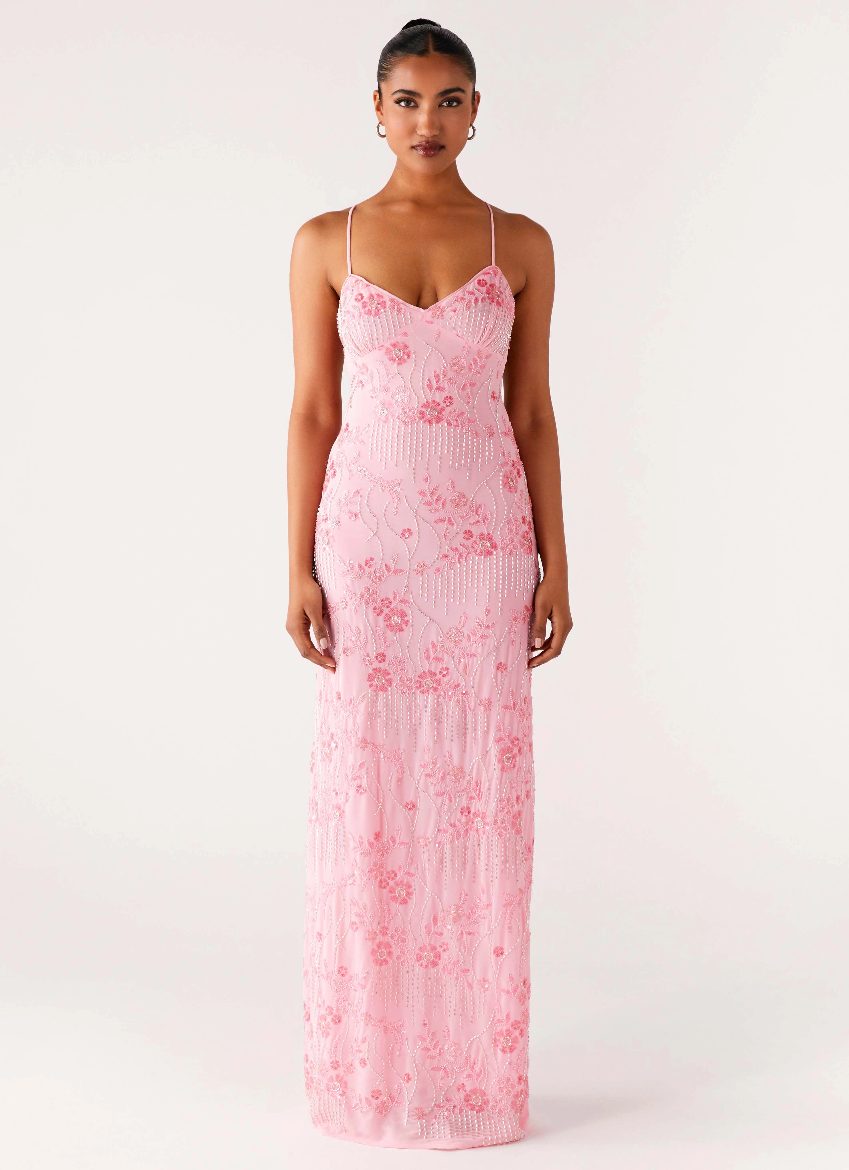 Vietta Sequin Cami Maxi Dress - Pink