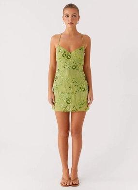 Vietta Sequin Cami Mini Dress - Lime Vietta Sequin Cami Mini Dress - Lime
