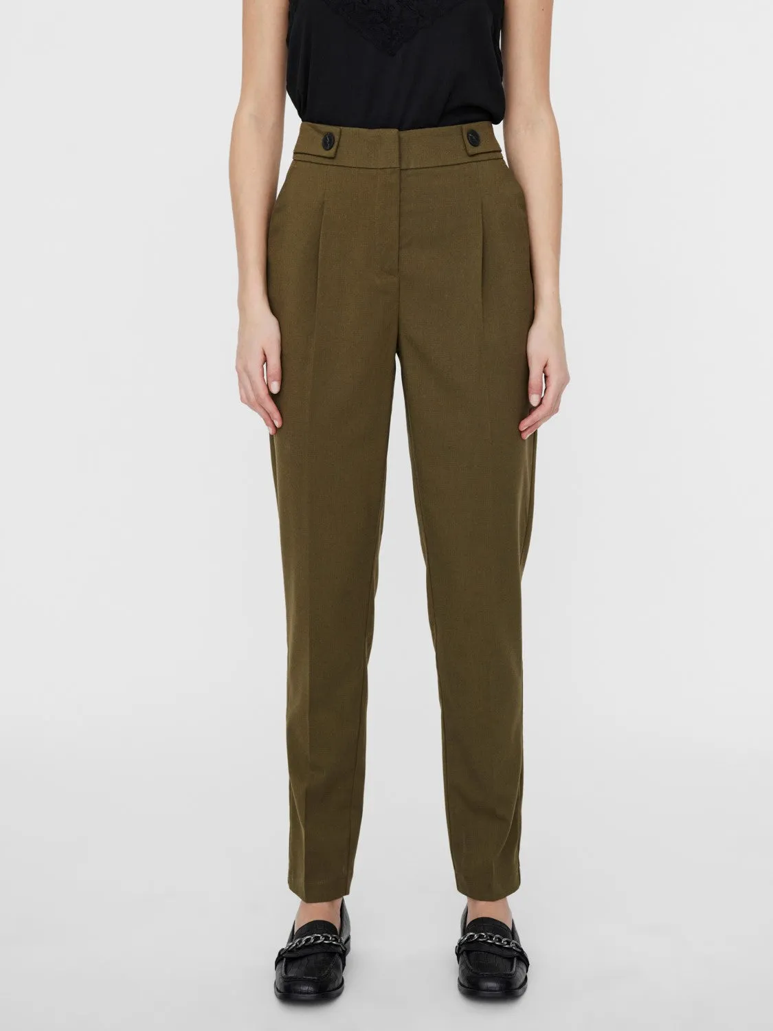 Vigga High Waisted Olive Trousers