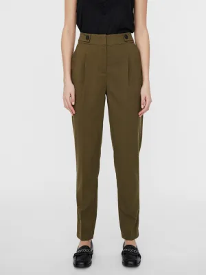 Vigga High Waisted Olive Trousers