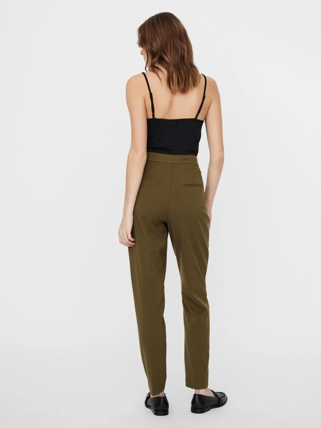 Vigga High Waisted Olive Trousers