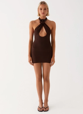 Viktoria Rose Crochet Mini Dress - Chocolate Viktoria Rose Crochet Mini Dress - Chocolate