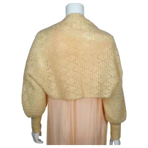 Vintage 1930s Hand Knit Beige Wool Shrug