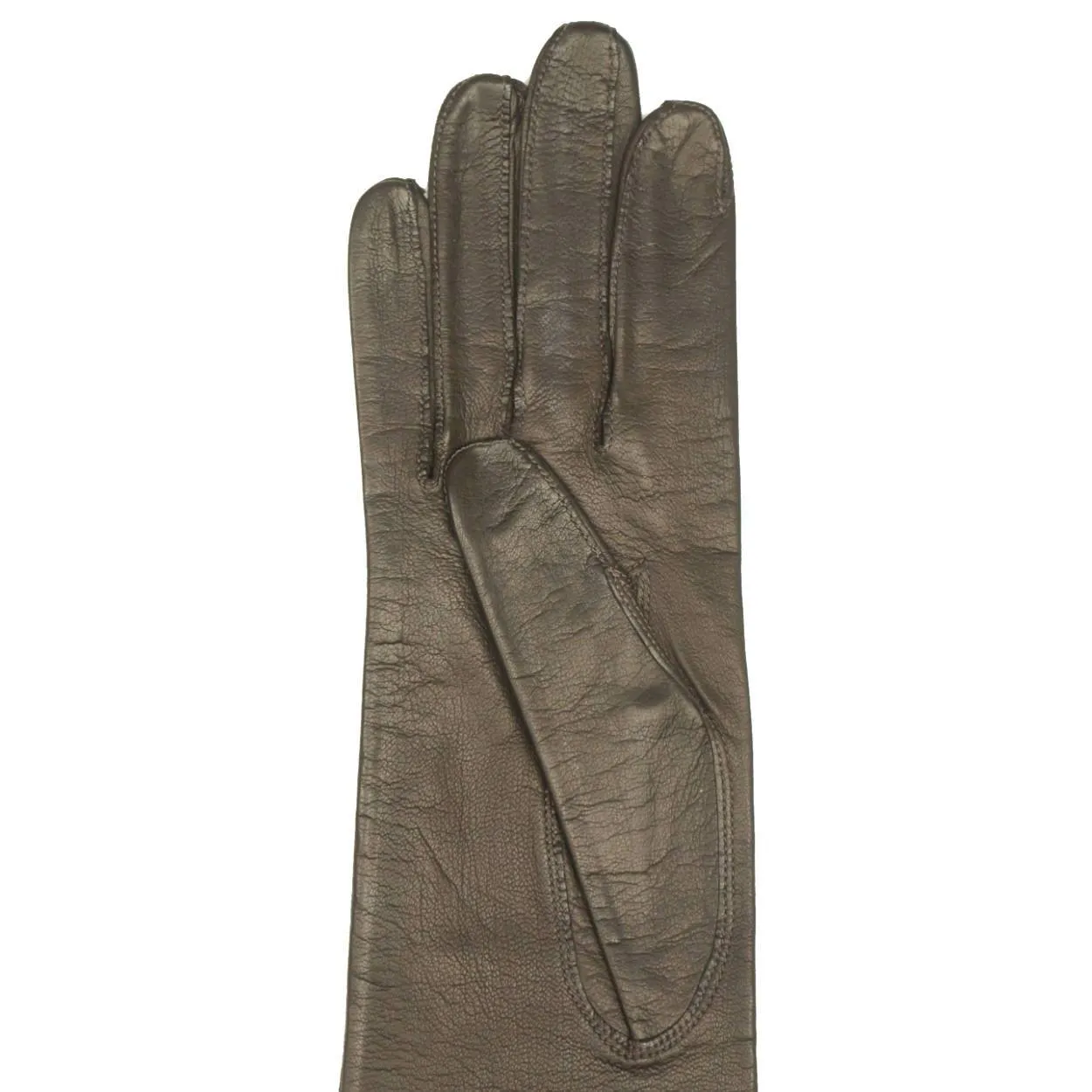 Vintage 1950s Long Brown Kid Leather Gloves Unused Made in France Ladies Sz 6.5