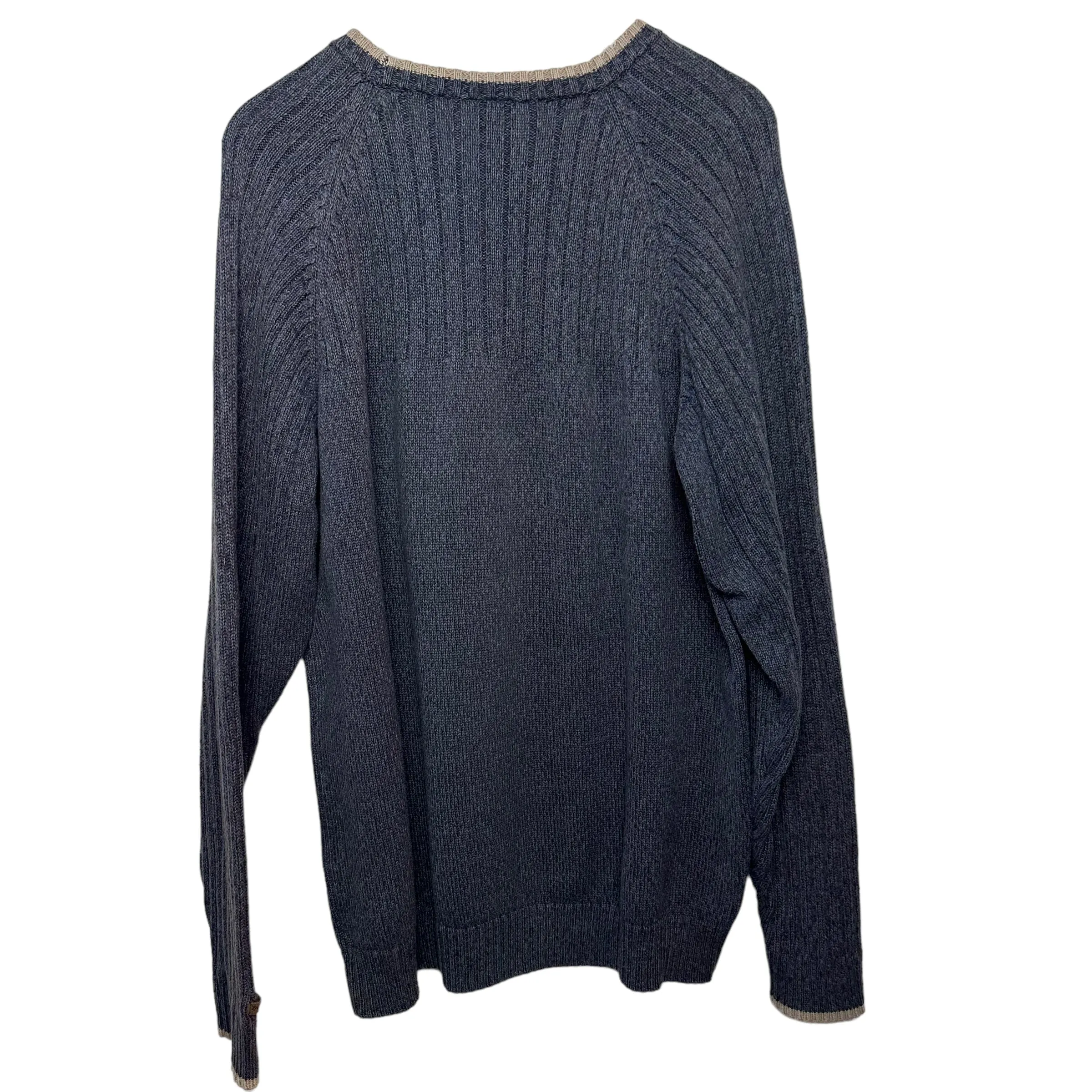 Vintage 90s Columbia Chunky Knit Pullover Sweater Crewneck XL Grey Ribbed