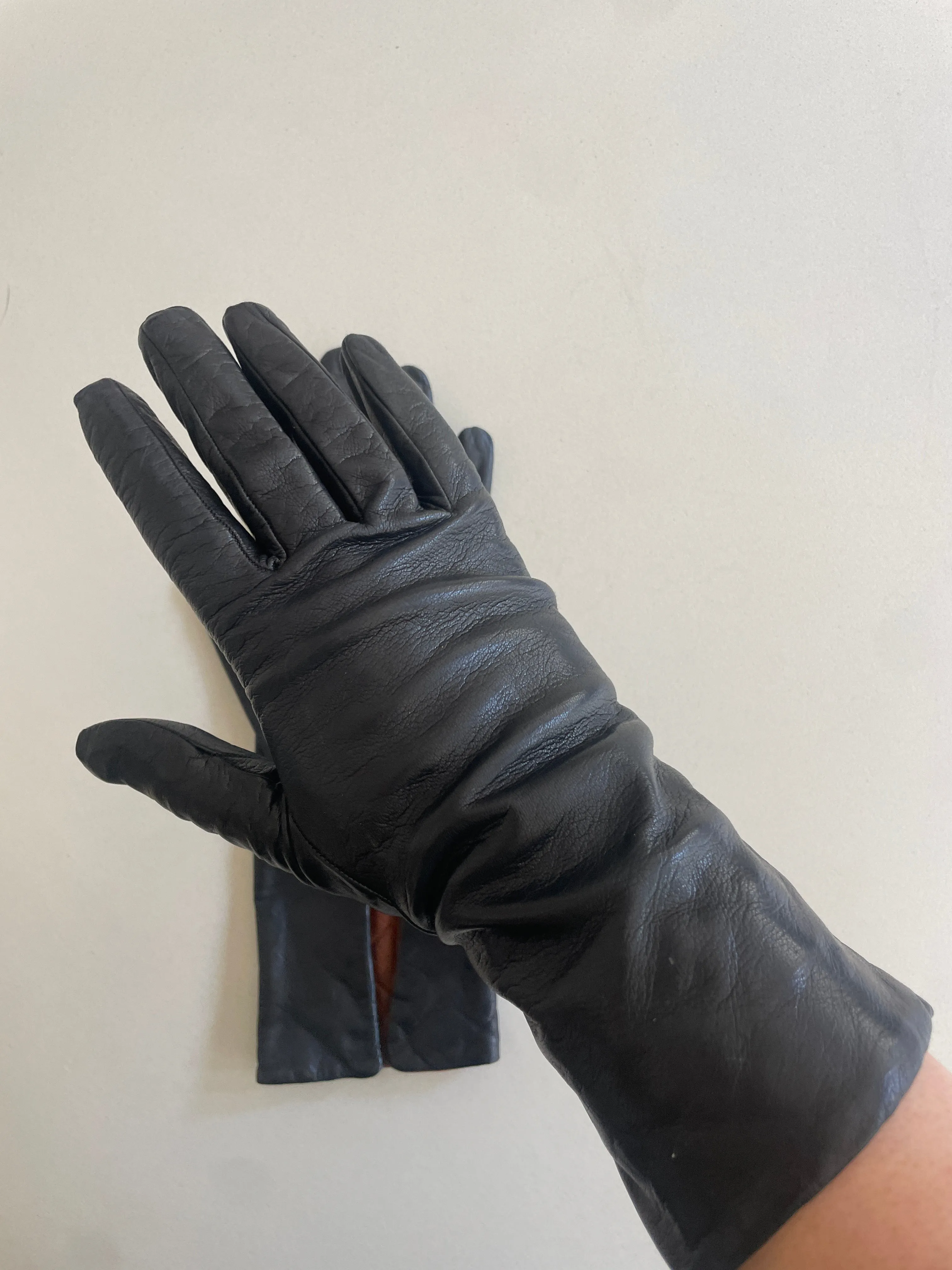 Vintage Black and Tan Kid Leather Gloves