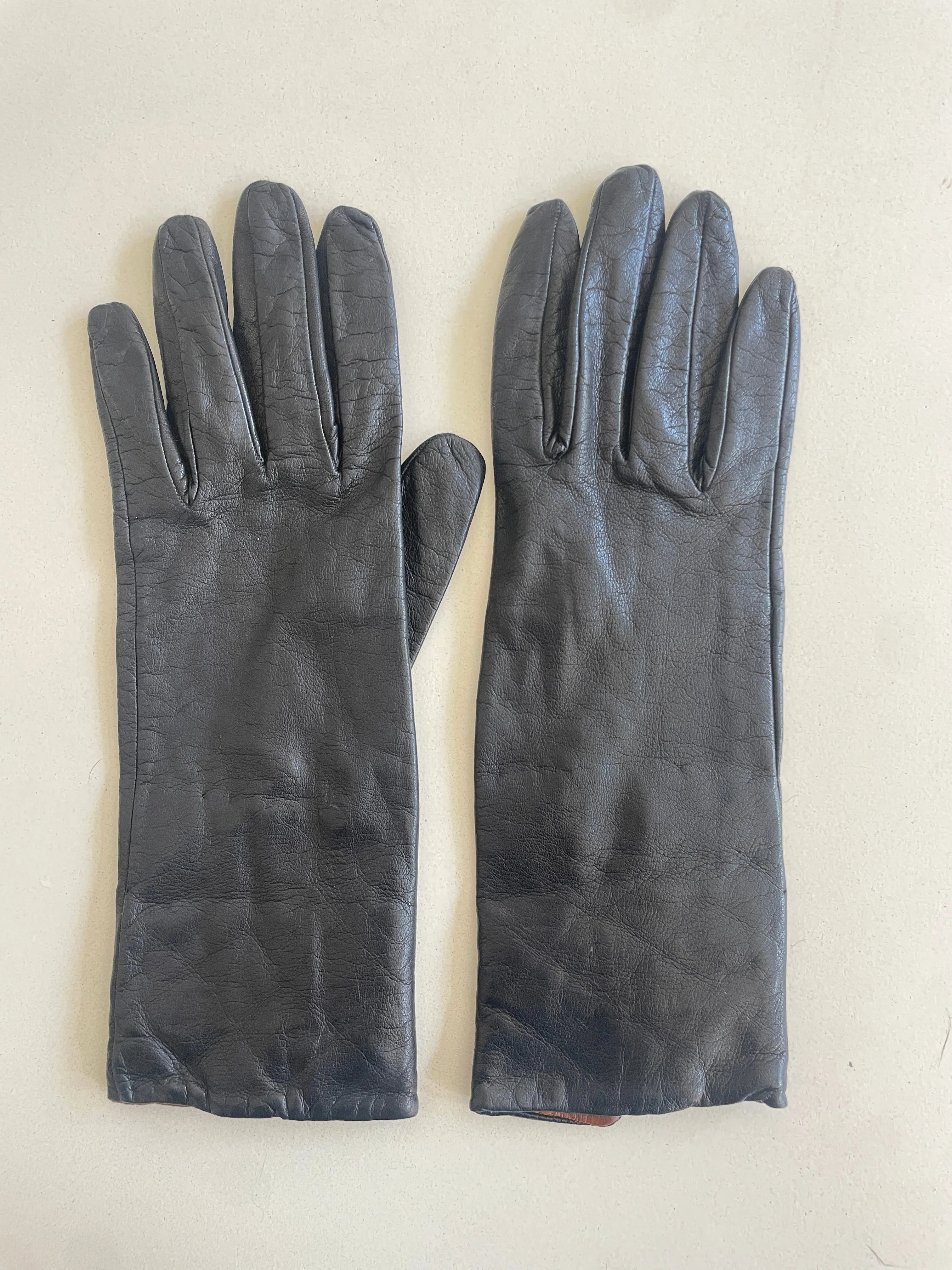 Vintage Black and Tan Kid Leather Gloves