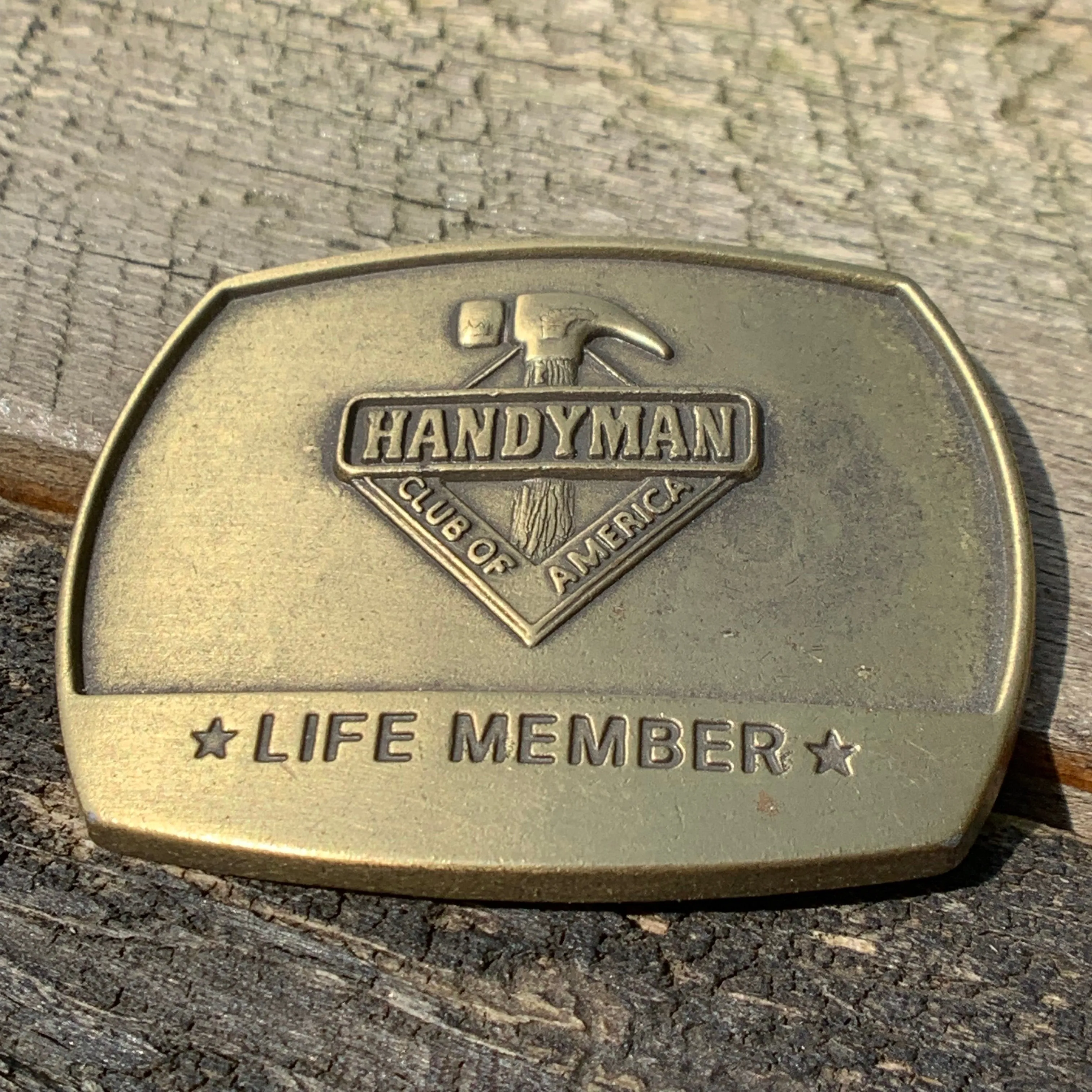 Vintage Brass Handyman of America Life Member Belt Buckle