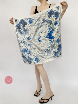 Vintage Butterfly and Love Pattern Silk Scarf - Designer Original - Customizable Fabric and Size - Women's Scarf - Gift for Her