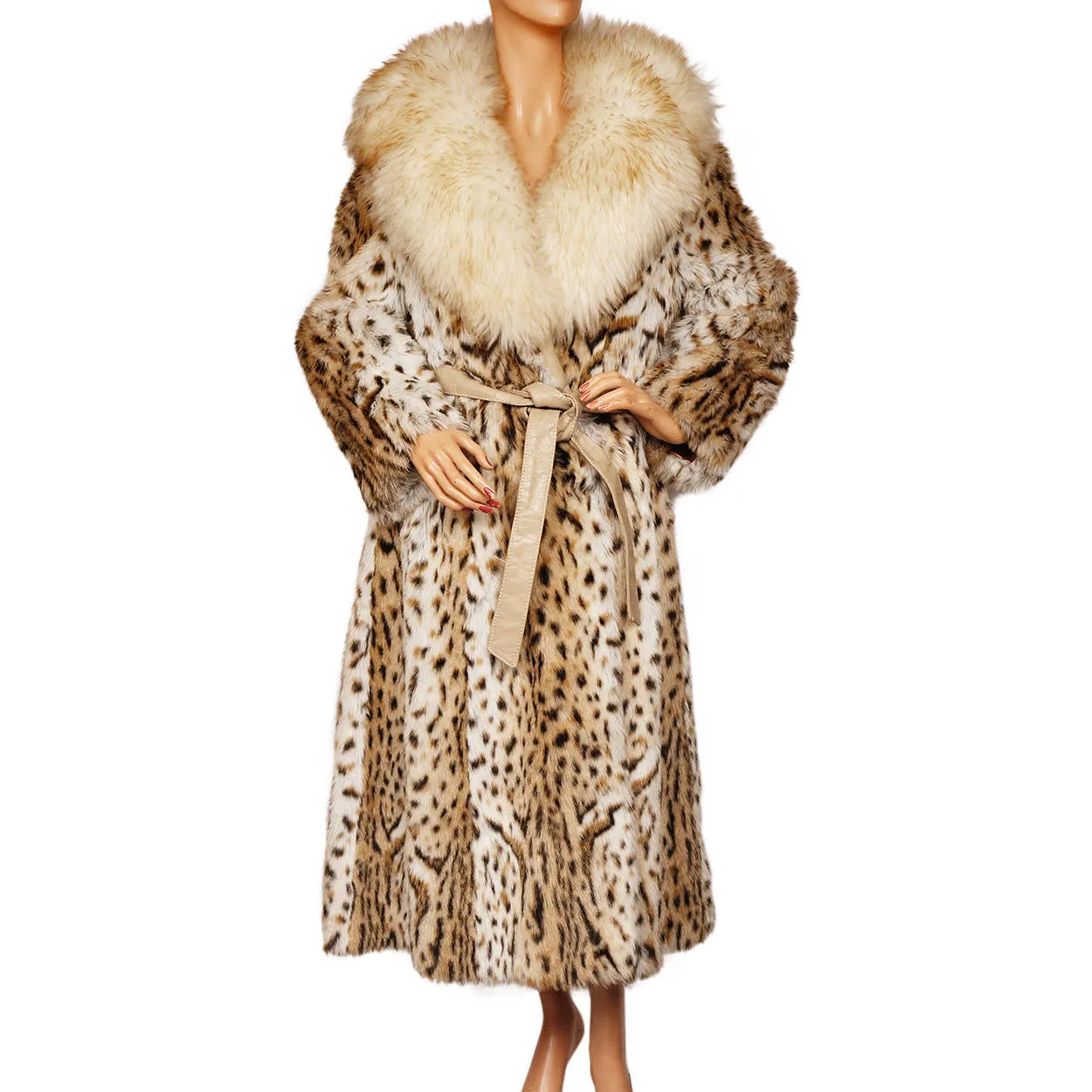 Vintage Faux Fur Leopard Print Coat 1970s American Hustle Style Ladies Size M