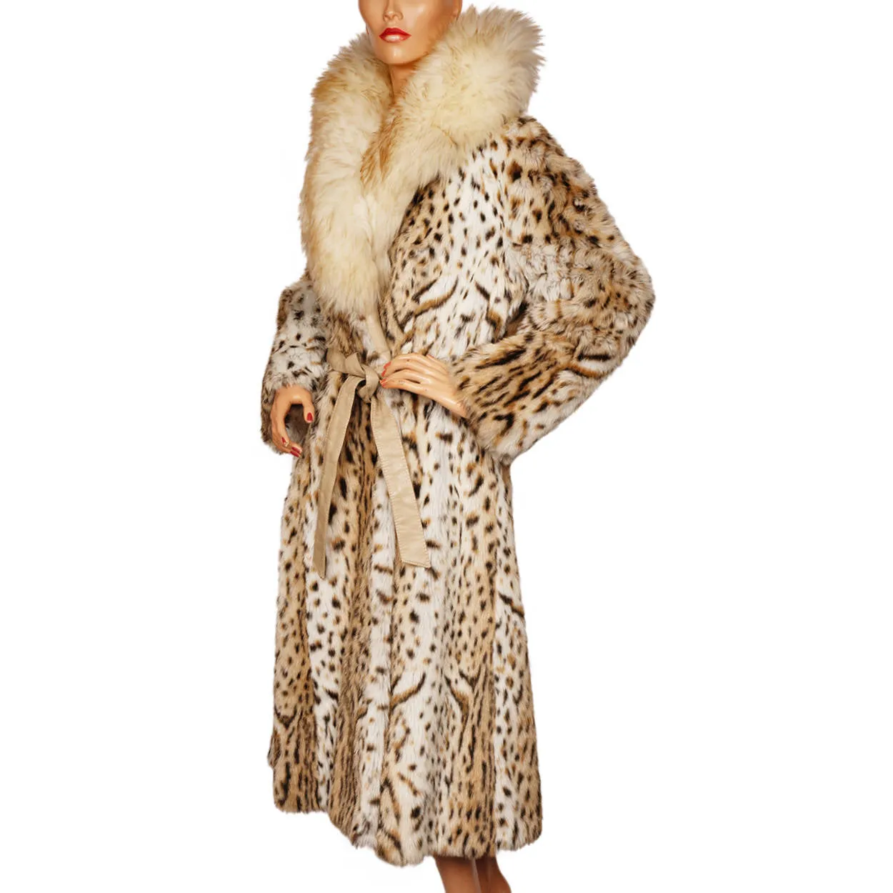 Vintage Faux Fur Leopard Print Coat 1970s American Hustle Style Ladies Size M