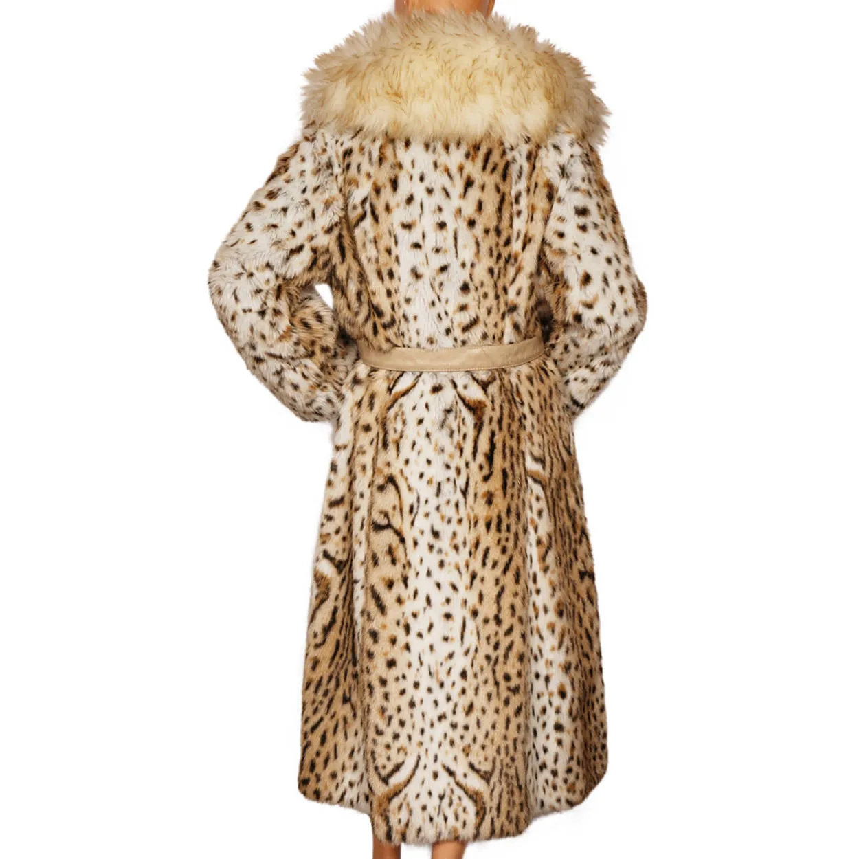 Vintage Faux Fur Leopard Print Coat 1970s American Hustle Style Ladies Size M