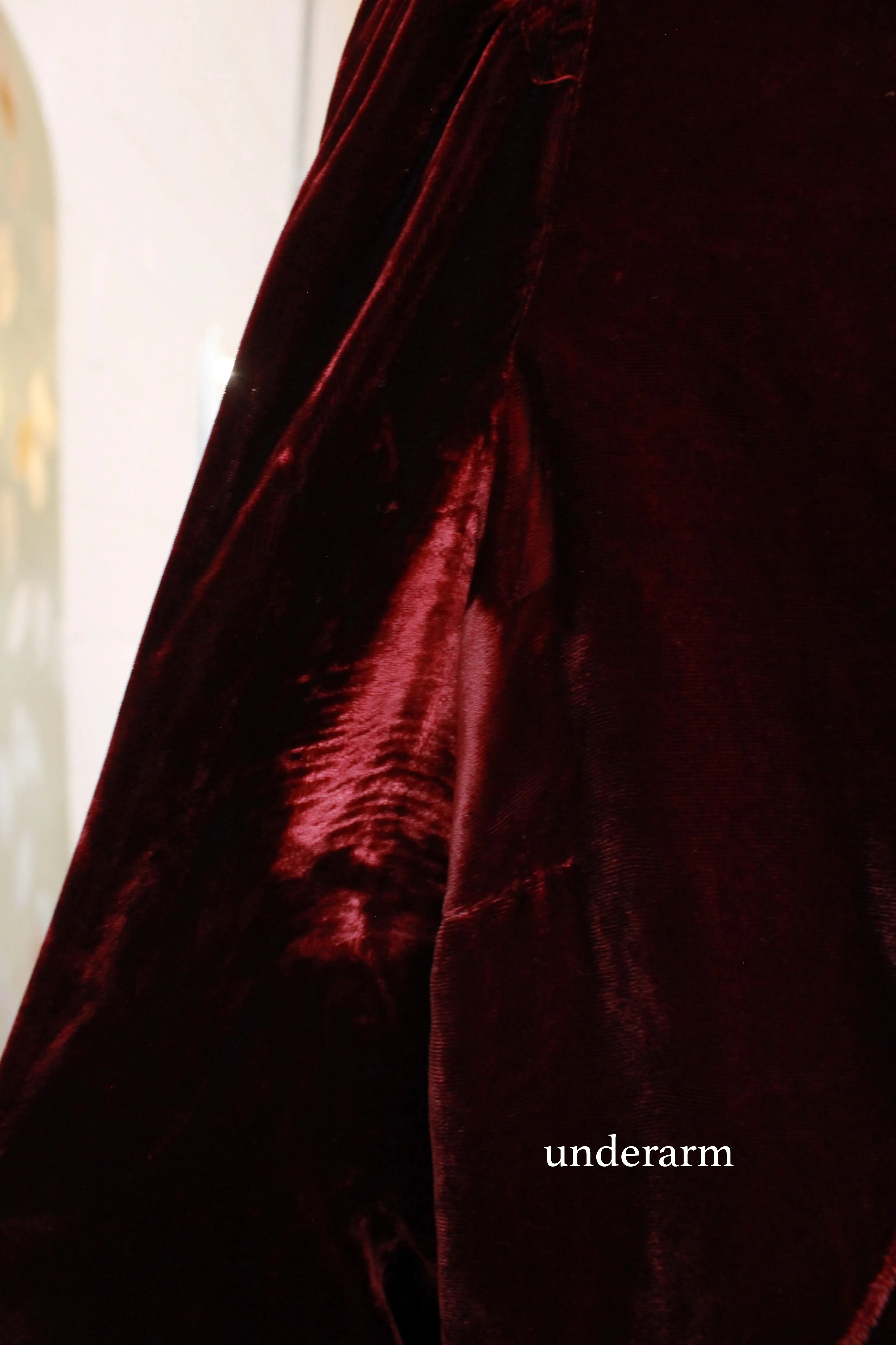 Vintage Late 1930s / Early 1940s Deep Red Maroon Velvet Dress, L-XL