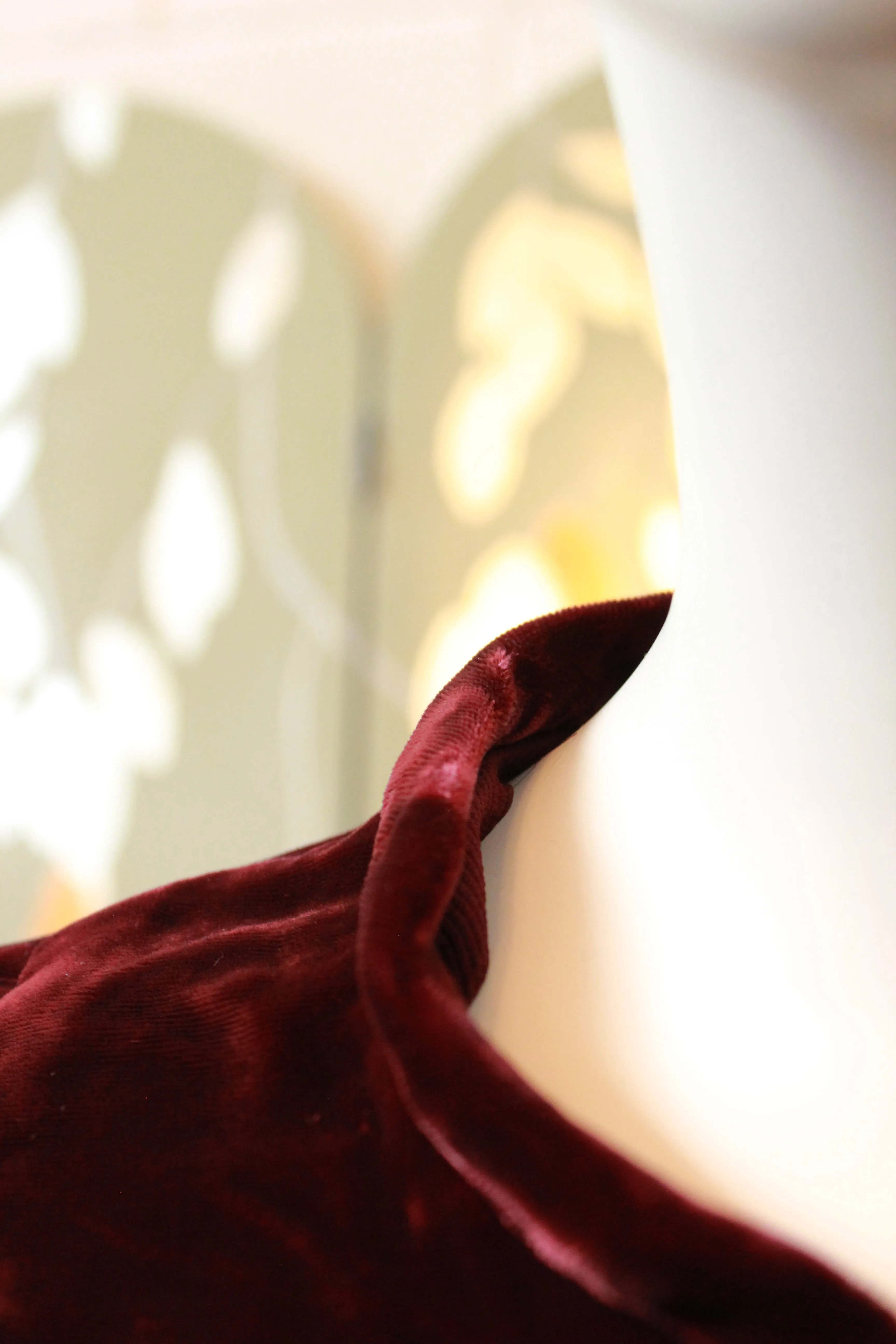 Vintage Late 1930s / Early 1940s Deep Red Maroon Velvet Dress, L-XL