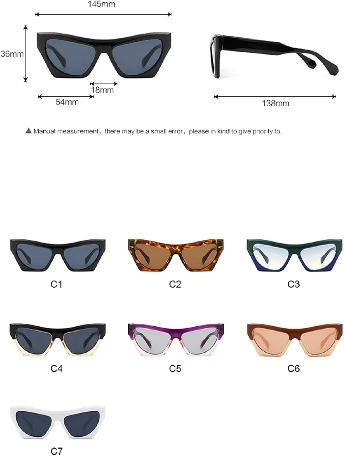 Vintage Rectangle Sunglasses Women Fashion Cat Eye Sun Glasses Eyewear Trendy Female Gradient Shades uv400