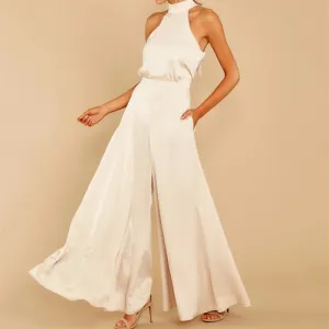 Vintage Satin Sleeveless With Pockets Jumpsuit