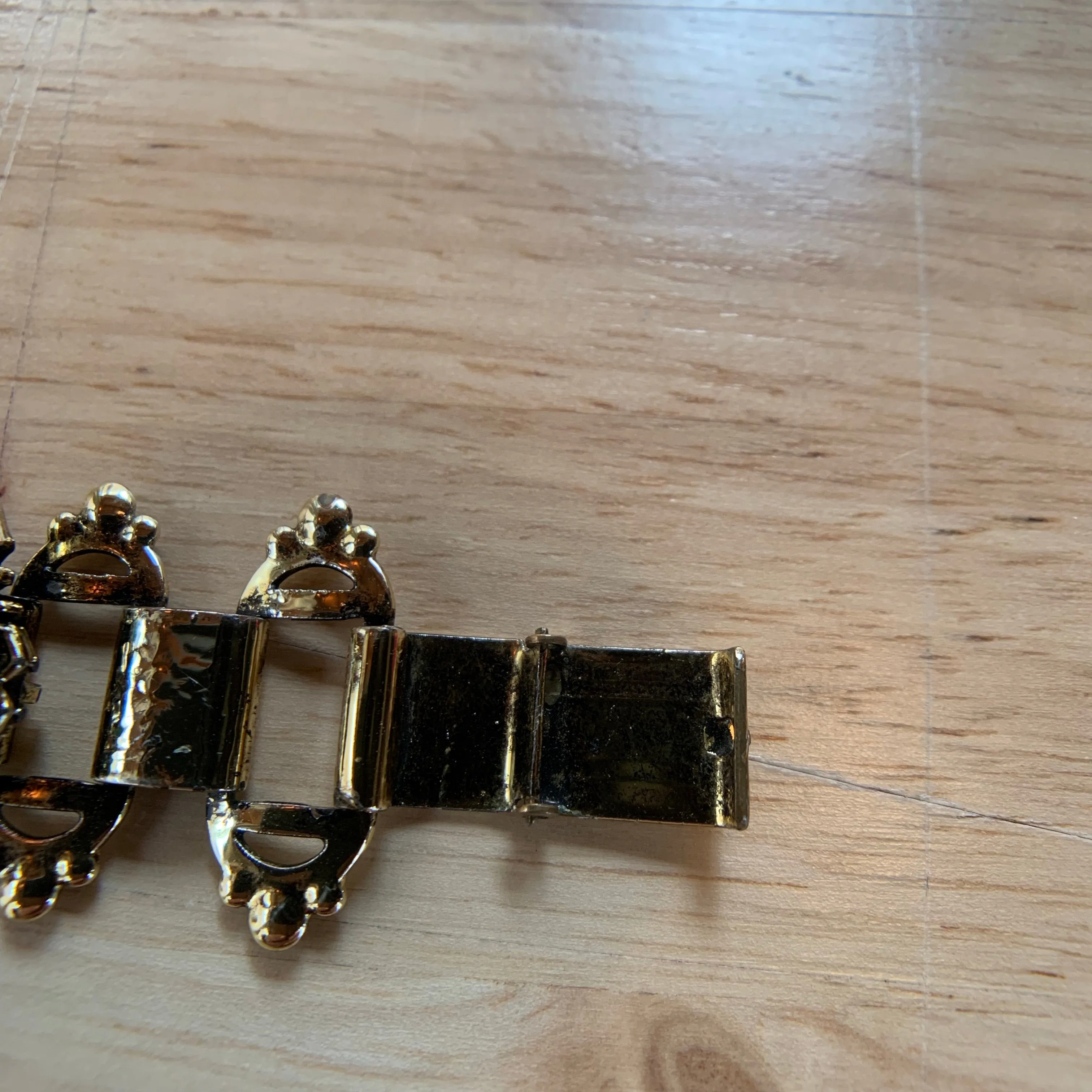 Vintage Victorian Style Gold & Jeweled Cocktail Bracelet