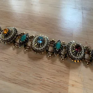Vintage Victorian Style Gold & Jeweled Cocktail Bracelet