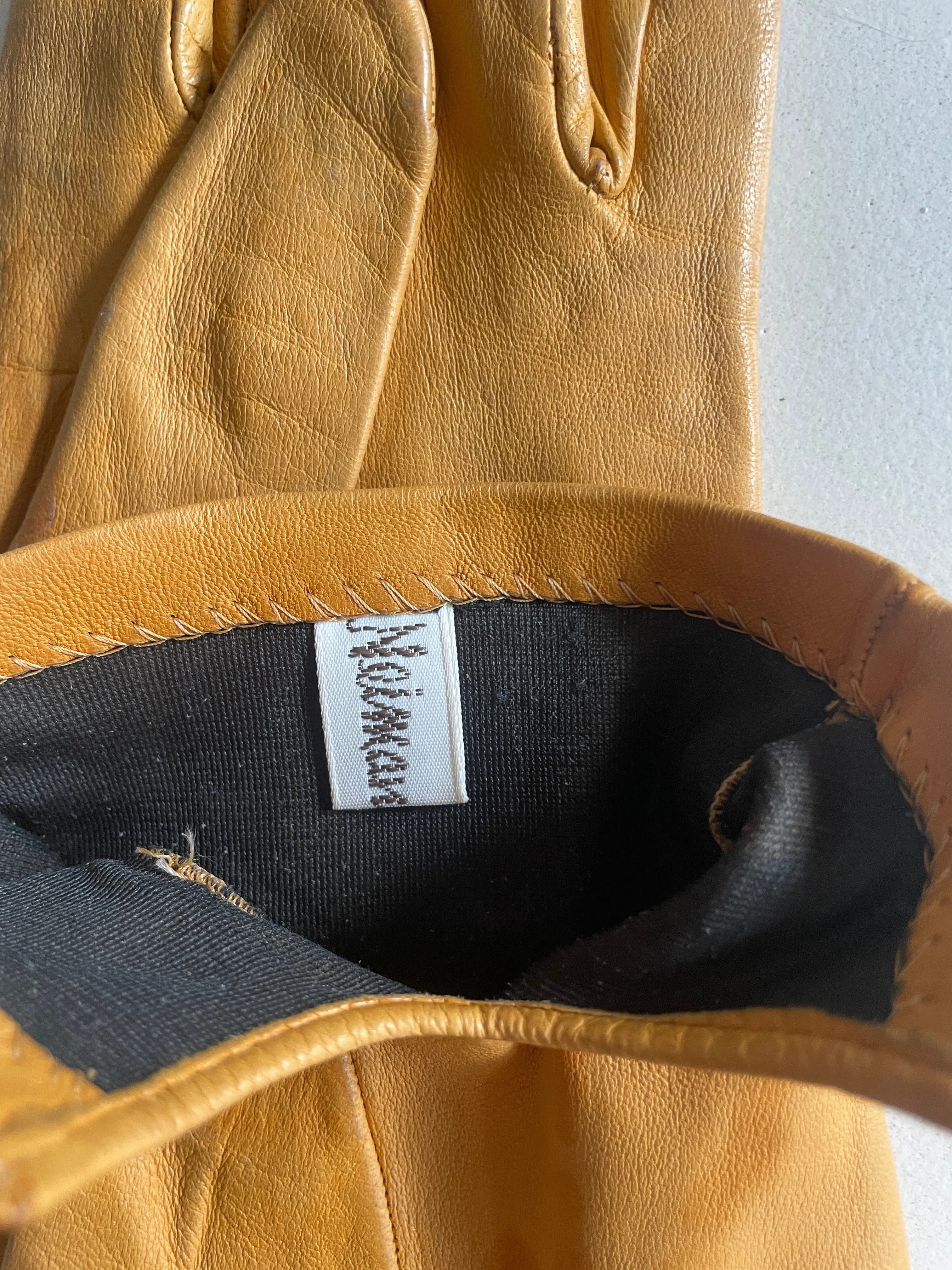 Vintage Yellow Kid Leather Gloves