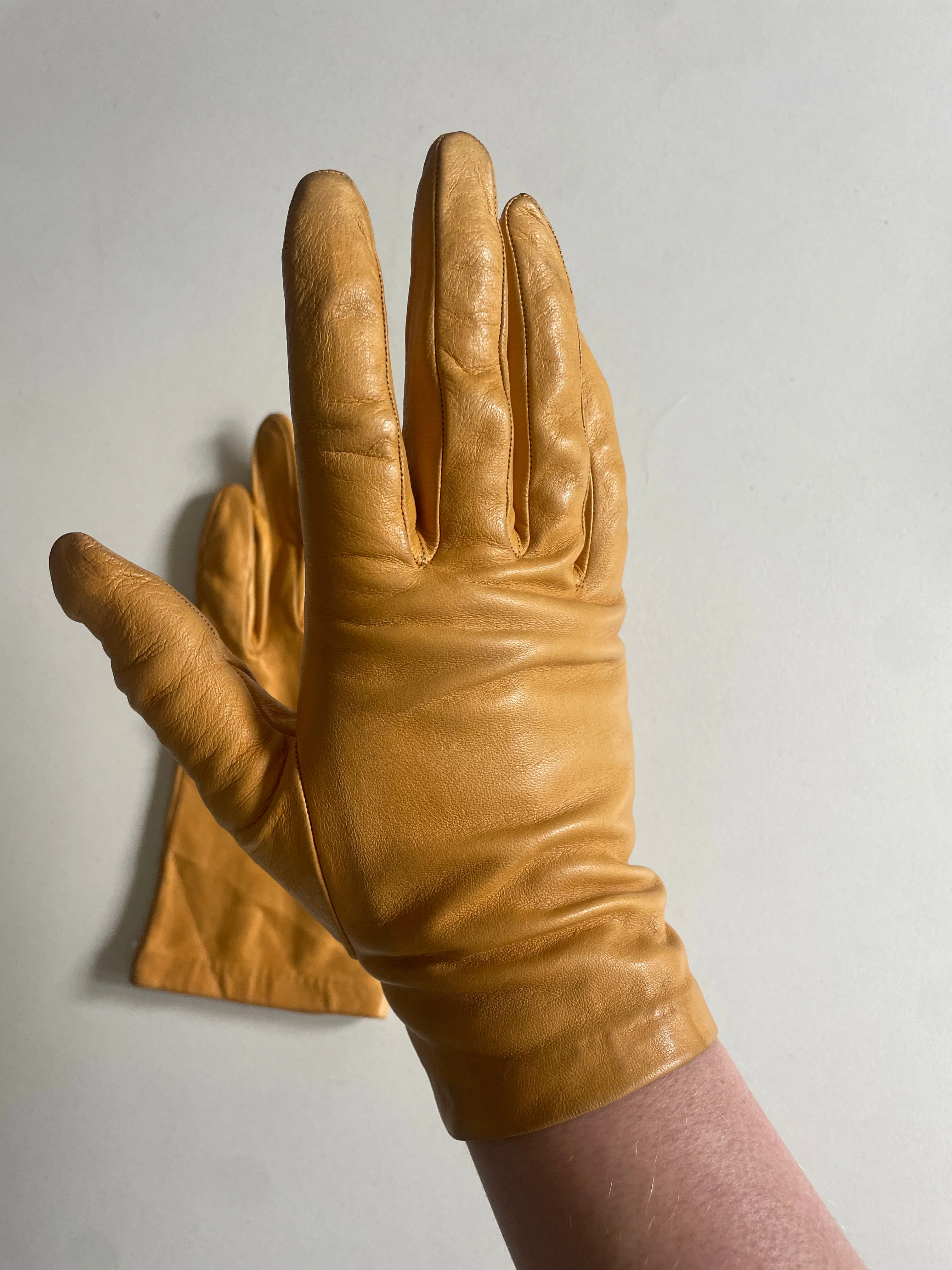 Vintage Yellow Kid Leather Gloves