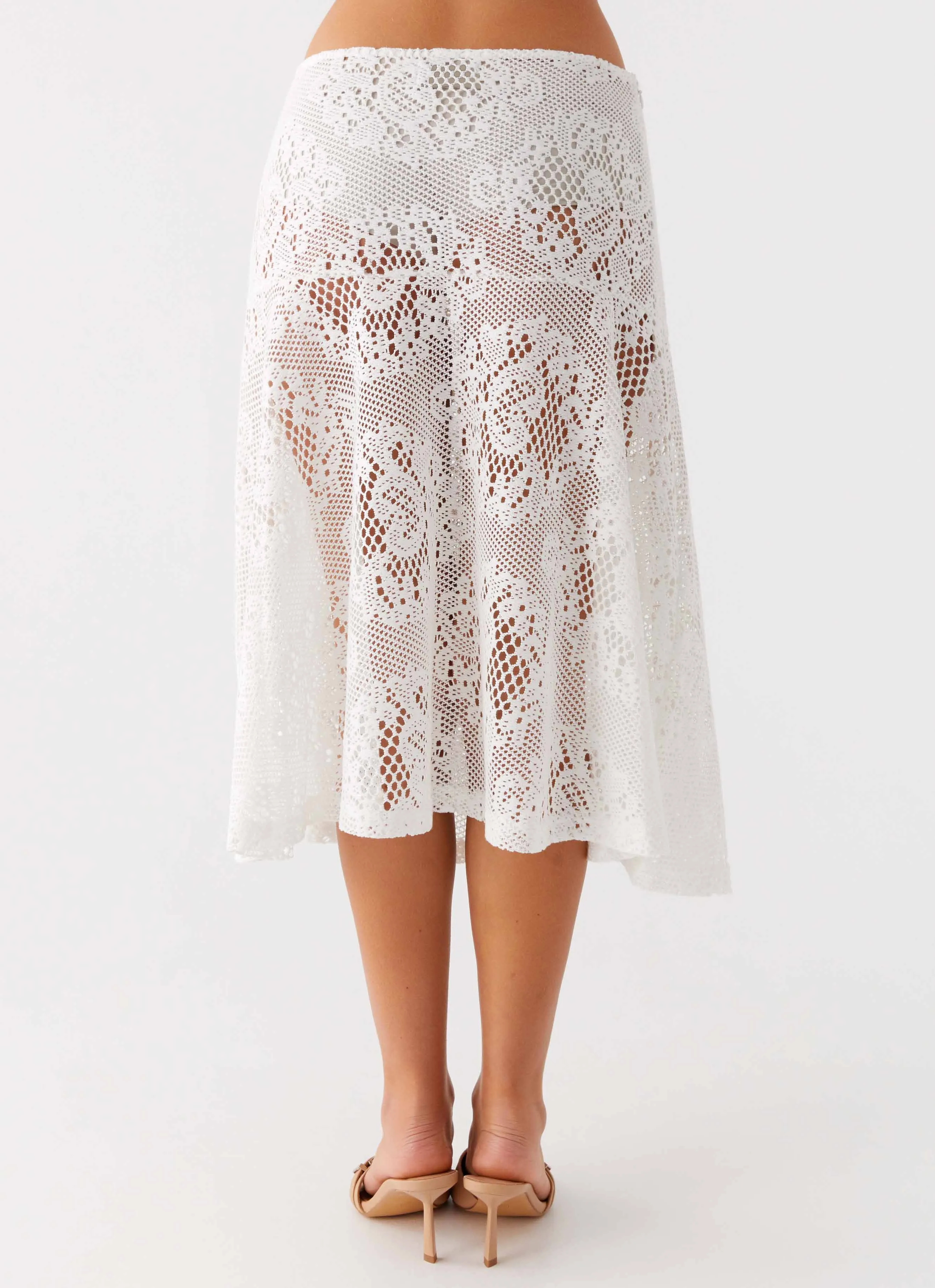 Virelle Lace Midi Skirt - Ivory