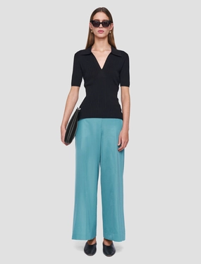 Viscose Rib Knit Polo Top Viscose Rib Knit Polo Top