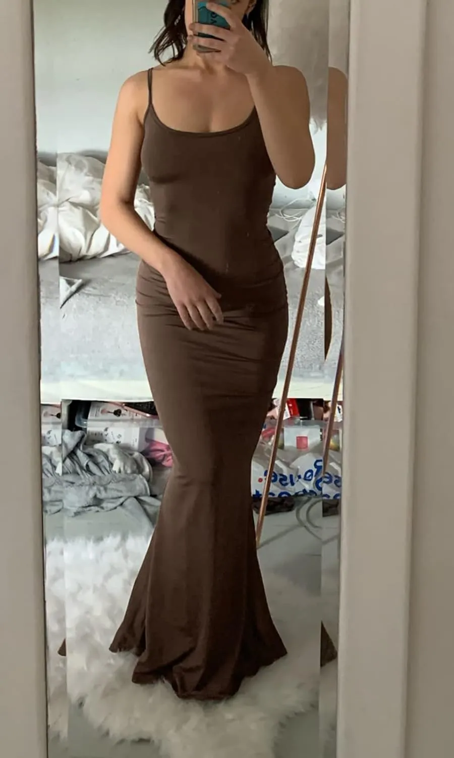 VIUTIL Women's Maxi Bodycon Dress Sexy Spaghetti Strap Sleeveless Tight Slip Long Dresses 2023