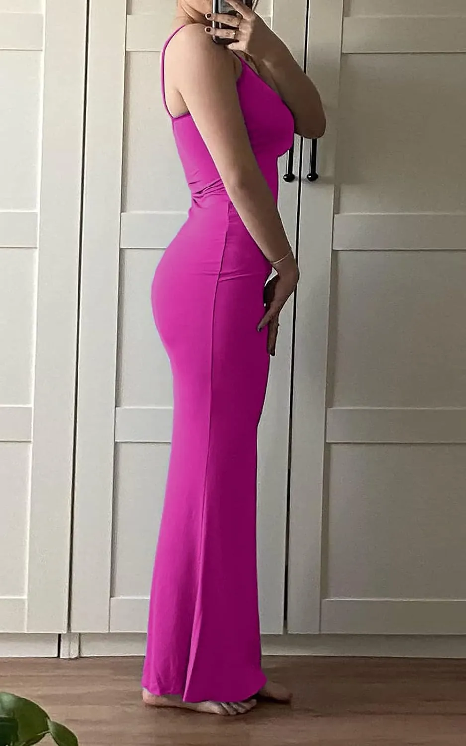 VIUTIL Women's Maxi Bodycon Dress Sexy Spaghetti Strap Sleeveless Tight Slip Long Dresses 2023