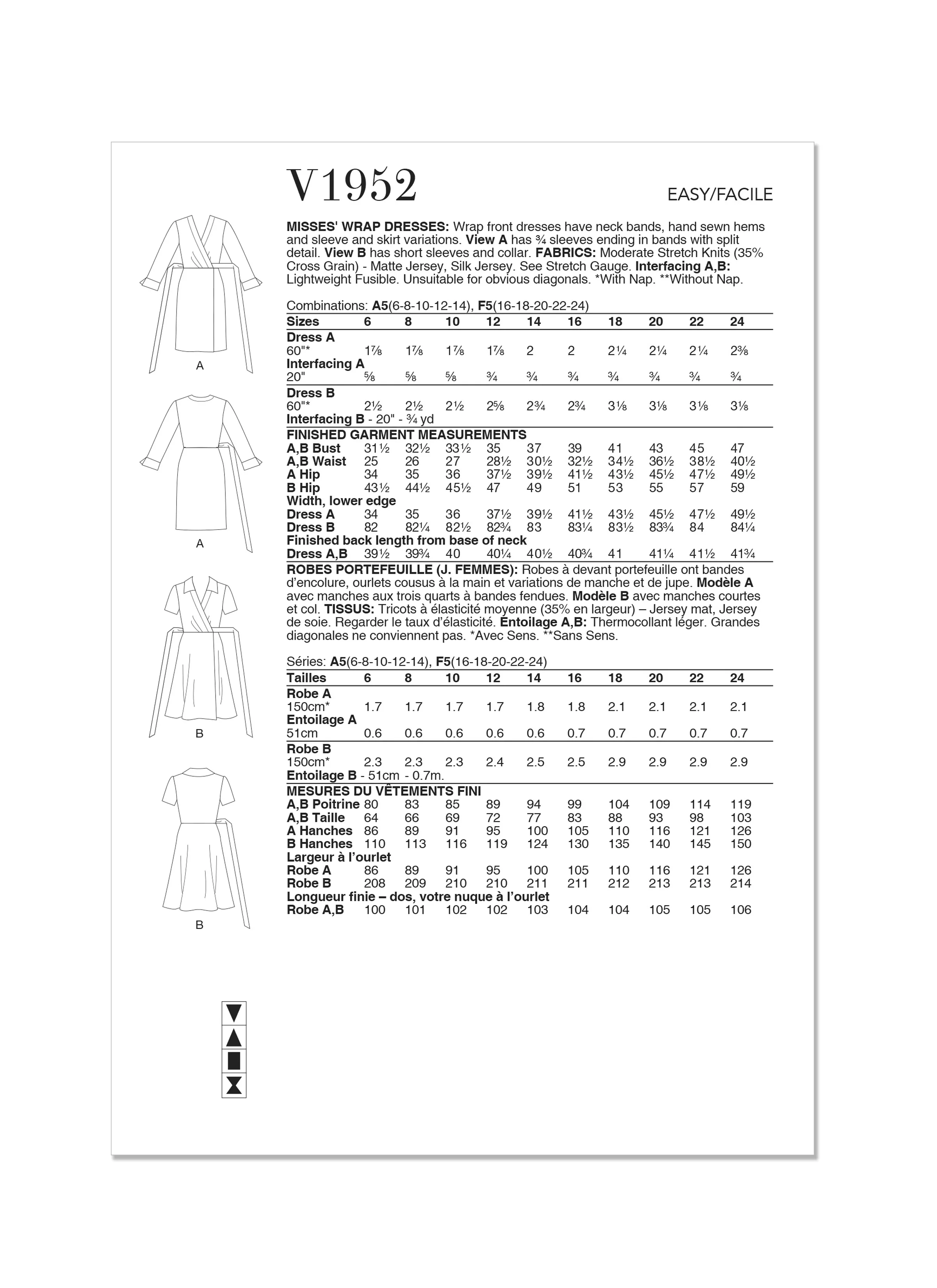 Vogue Pattern V1952 Misses' Dress