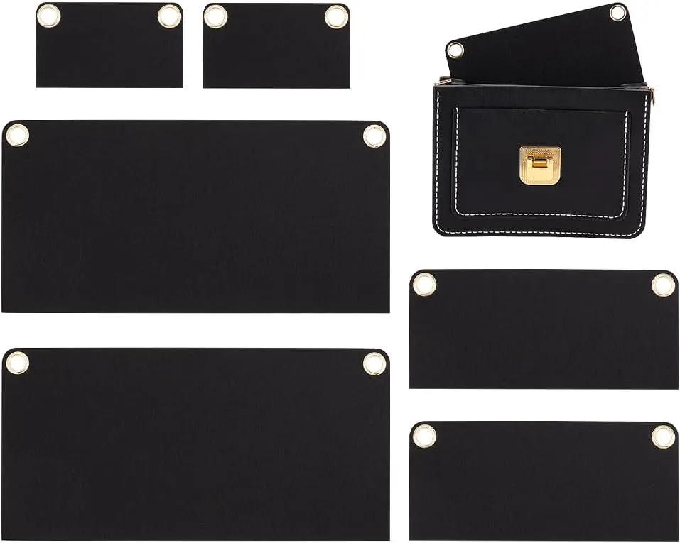 WADORN 6Pcs Purse Crossbody Conversion Liner, 3 Sizes Felt Purse Organizer Insert Envelope Inner Pocket Storage with Eyelet Women Wallet Conversion Accessories for Pochette Clutch Bag, Black