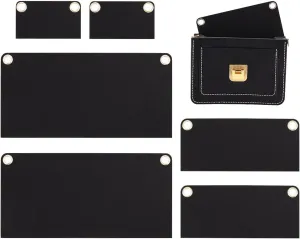 WADORN 6Pcs Purse Crossbody Conversion Liner, 3 Sizes Felt Purse Organizer Insert Envelope Inner Pocket Storage with Eyelet Women Wallet Conversion Accessories for Pochette Clutch Bag, Black
