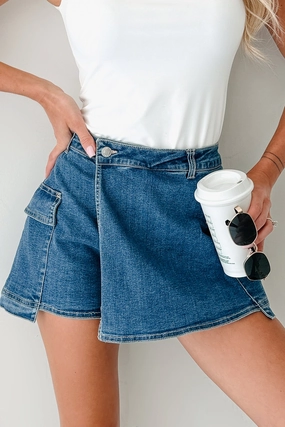 Wait For Me Cargo Denim Wrap Skort (Blue) Wait For Me Cargo Denim Wrap Skort (Blue)