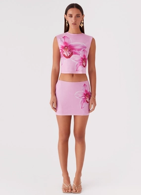 Waiting for Dawn Mesh Top - Pink Magnolia Waiting for Dawn Mesh Top - Pink Magnolia