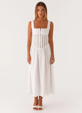 Waiting On You Midi Dress - White Waiting On You Midi Dress - White
