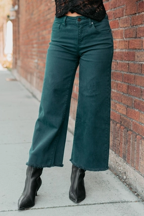 Walter High Rise Wide Crop Risen Jeans (Hunter Green) Walter High Rise Wide Crop Risen Jeans (Hunter Green)