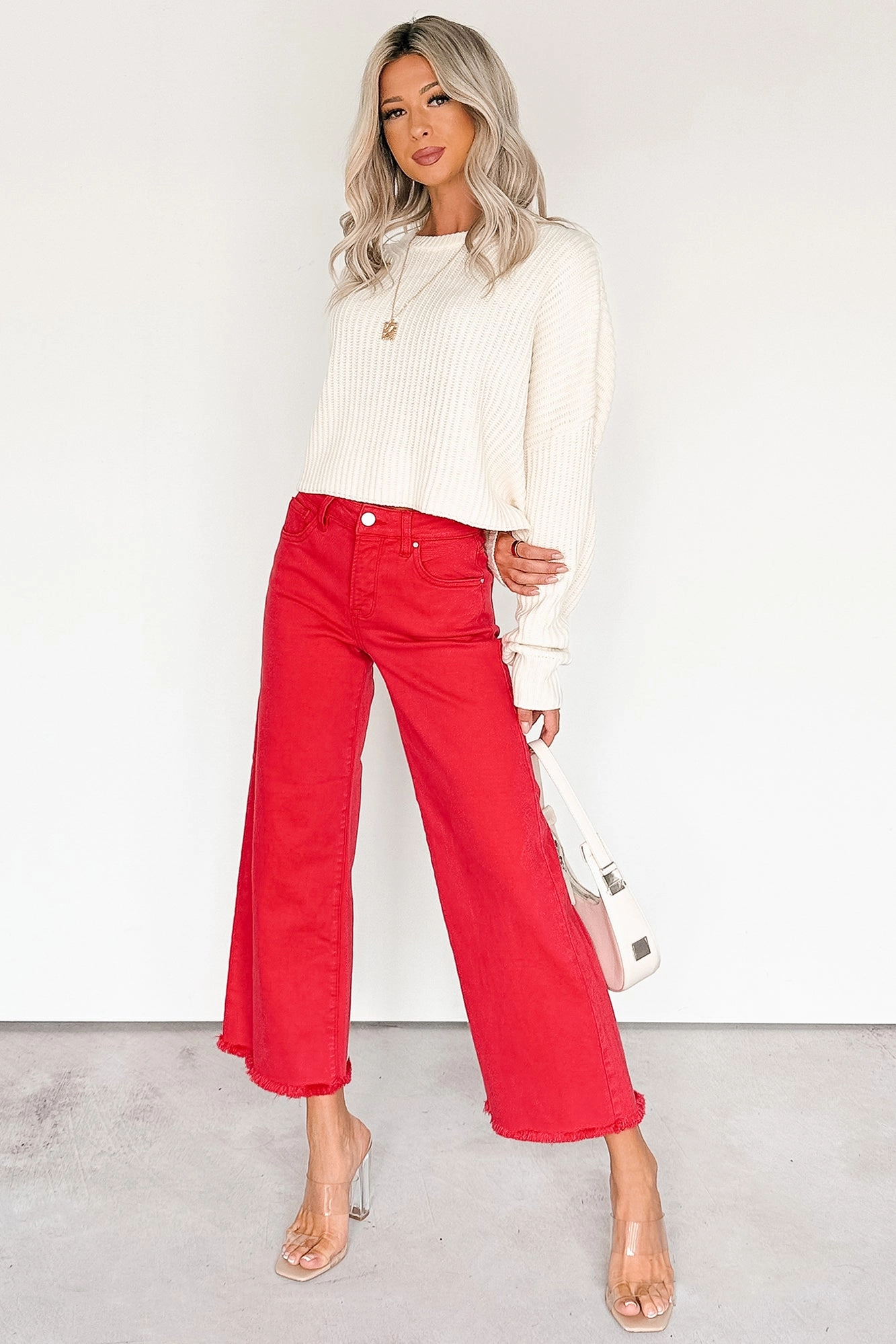 Walter High Rise Wide Crop Risen Jeans (Scarlet)