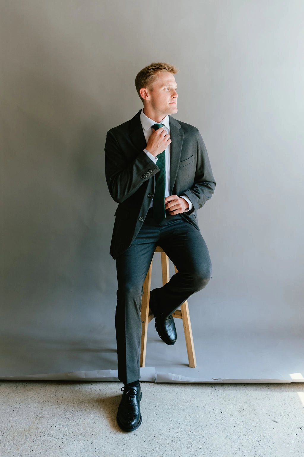 Washable 2-Pant Flex Suit Charcoal