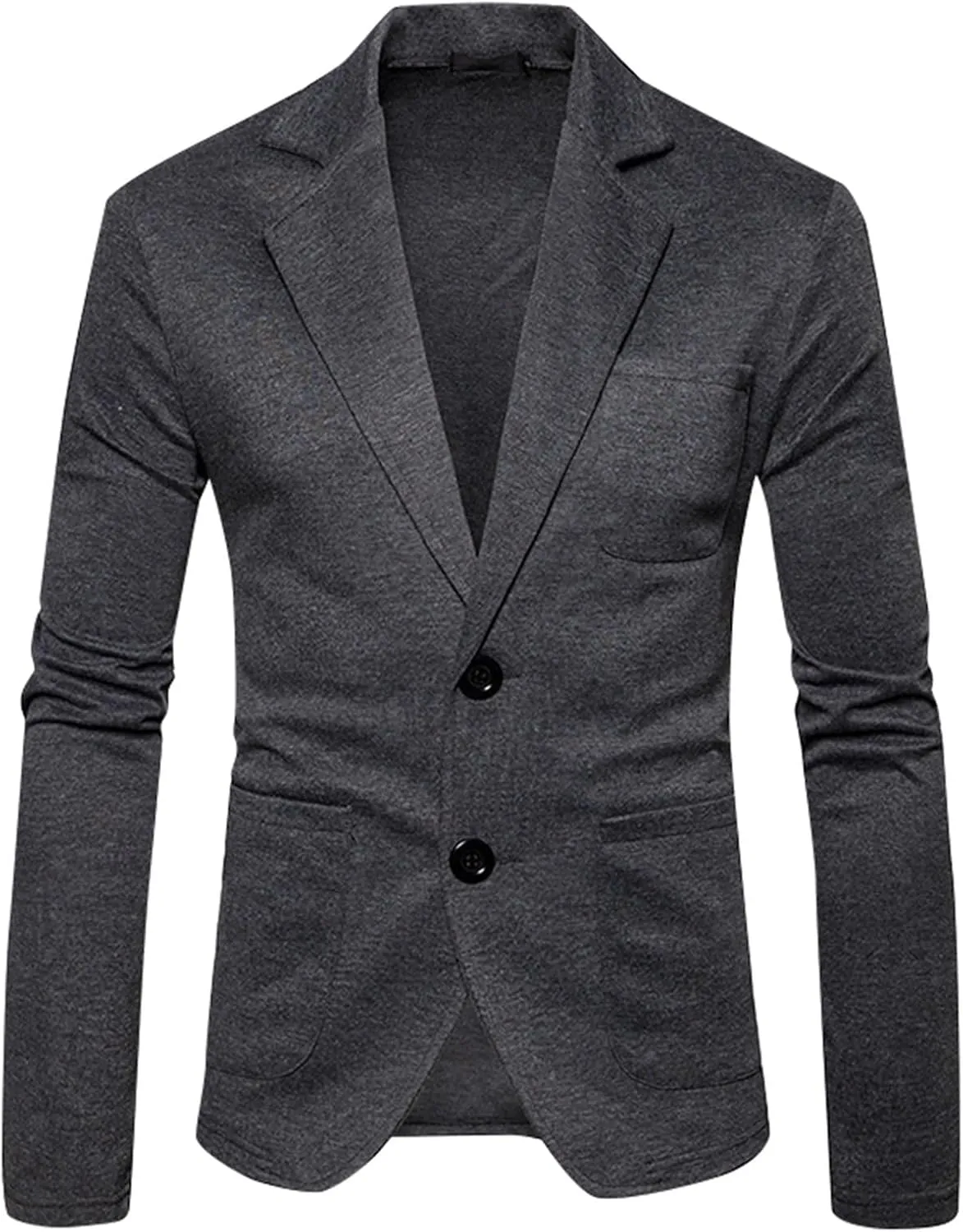 WENKOMG1 Lightweight Blazer for Men Long Sleeve 2 Button Bussiness Sport Coat Spring Fall Knitted Formal Suit Jacket