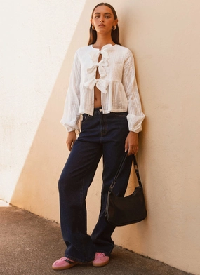 Western Wind Long Sleeve Top - White Western Wind Long Sleeve Top - White