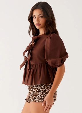 Western Wind Tie Top - Chocolate Western Wind Tie Top - Chocolate