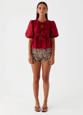 Western Wind Tie Top - Maroon Western Wind Tie Top - Maroon