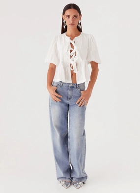 Western Wind Tie Top - White Western Wind Tie Top - White