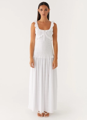 Westlyn Shirred Maxi Dress - White Westlyn Shirred Maxi Dress - White