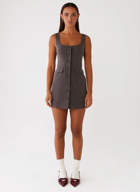 Westwood Mini Dress - Grey Pinstripe Westwood Mini Dress - Grey Pinstripe